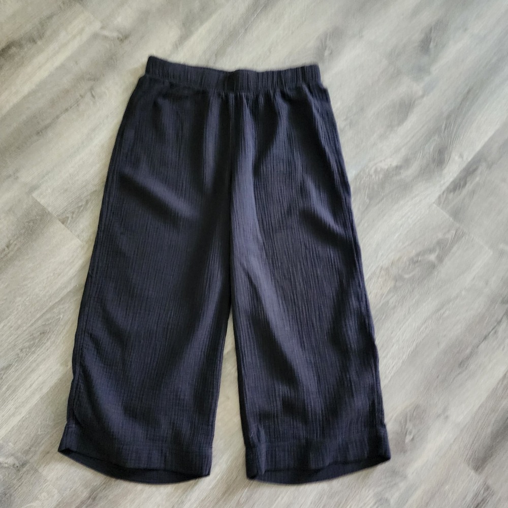 Chicos Double Gauze Cotton Beachy Wide Leg Crop Pants L Black Resort Boho Lagen - Picture 5 of 11